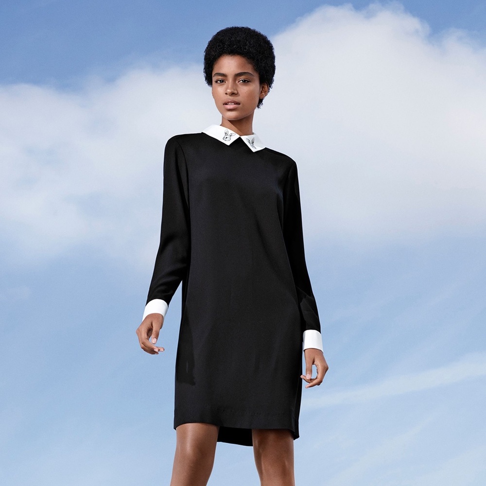 Victoria Beckham Women's Black Collared Dress M
